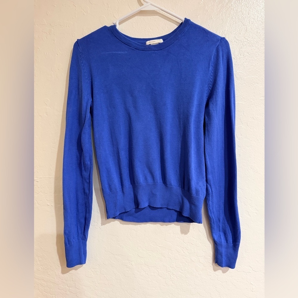 H&M Women's Blue Crew Neck Long Sleeve Blouse Sweater Size XS